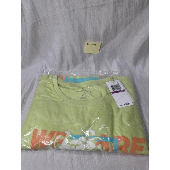 Eleven Paris Mens All Eyes on Me Cotton Crew Neck Graphic T-Shirt Green Size XXL - Picture 4 of 4